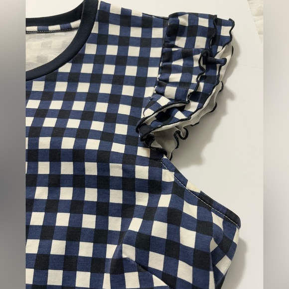 Kate Spade Blue Gingham Women's Peplum Cotton Top w/ Ruffled Cap Sleeves. XL - Picture 16 of 16